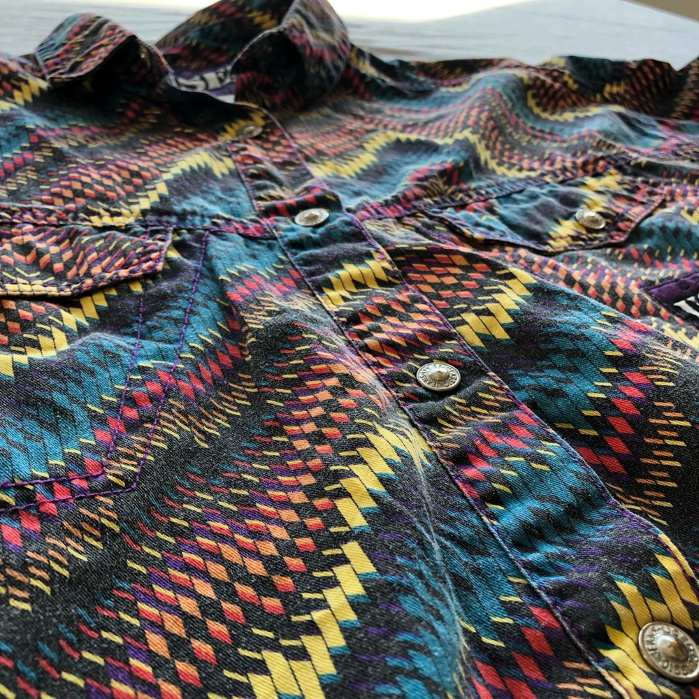 FUN MENS BUTTON UP DENIM SHIRT